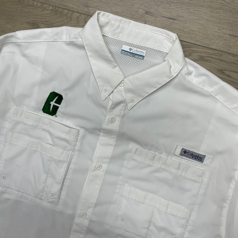 Columbia PFG Fishing Shirt Mens XXL White Short Sleeve Omni-Shade Button Up